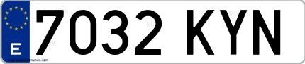 Ejemplo de matrícula española 7032 KYN
