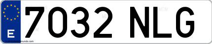 Ejemplo de matrícula española 7032 NLG