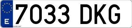 Ejemplo de matrícula española 7033 DKG