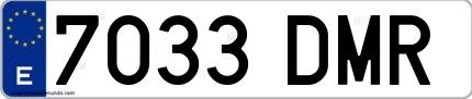 Ejemplo de matrícula española 7033 DMR
