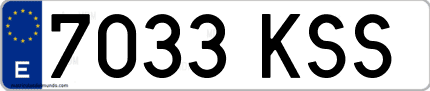 Ejemplo de matrícula de coche ordinaria 7033 KSS