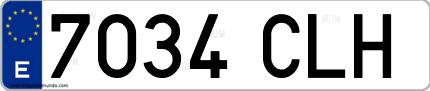Ejemplo de matrícula de coche ordinaria 7034 CLH