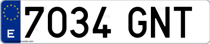 Ejemplo de matrícula de coche ordinaria 7034 GNT