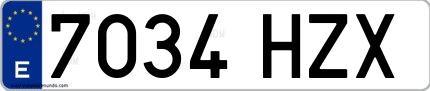 Ejemplo de matrícula española 7034 HZX