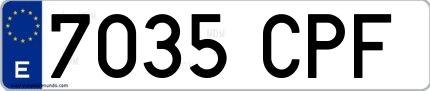 Ejemplo de matrícula española 7035 CPF