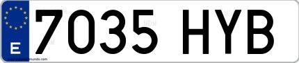 Ejemplo de matrícula española 7035 HYB