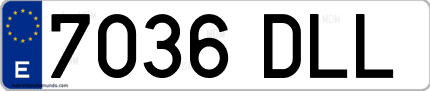 Ejemplo de matrícula de coche ordinaria 7036 DLL