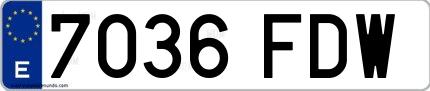 Ejemplo de matrícula española 7036 FDW