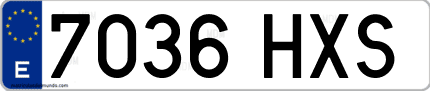 Ejemplo de matrícula de coche ordinaria 7036 HXS
