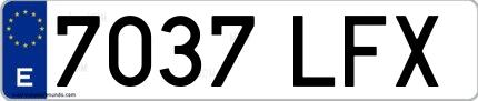 Ejemplo de matrícula española 7037 LFX