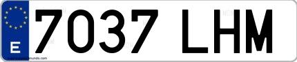 Ejemplo de matrícula española 7037 LHM