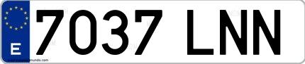 Ejemplo de matrícula española 7037 LNN