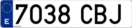 Ejemplo de matrícula española 7038 CBJ