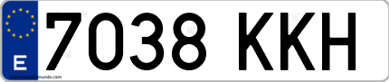 Ejemplo de matrícula de coche ordinaria 7038 KKH