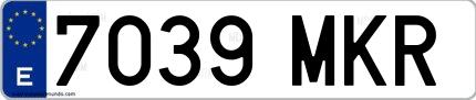 Ejemplo de matrícula española 7039 MKR