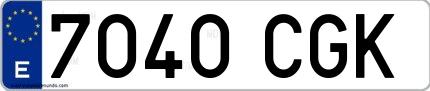 Ejemplo de matrícula española 7040 CGK