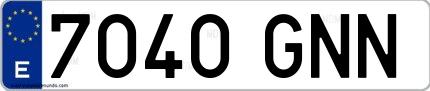 Ejemplo de matrícula española 7040 GNN