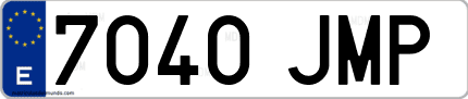 Ejemplo de matrícula de coche ordinaria 7040 JMP