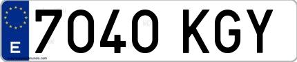 Ejemplo de matrícula española 7040 KGY