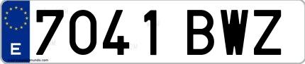 Ejemplo de matrícula española 7041 BWZ