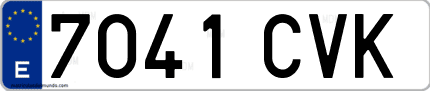 Ejemplo de matrícula de coche ordinaria 7041 CVK