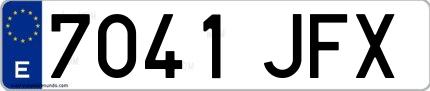 Ejemplo de matrícula española 7041 JFX