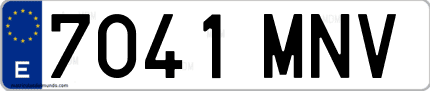 Ejemplo de matrícula de coche ordinaria 7041 MNV