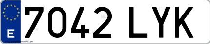 Ejemplo de matrícula española 7042 LYK