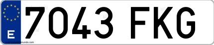 Ejemplo de matrícula española 7043 FKG