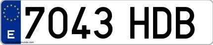 Ejemplo de matrícula española 7043 HDB