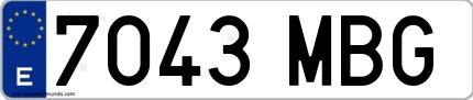 Ejemplo de matrícula española 7043 MBG