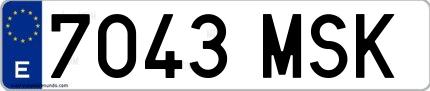 Ejemplo de matrícula española 7043 MSK