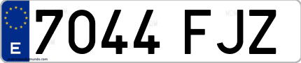 Ejemplo de matrícula de coche ordinaria 7044 FJZ