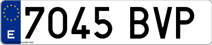 Ejemplo de matrícula de coche ordinaria 7045 BVP