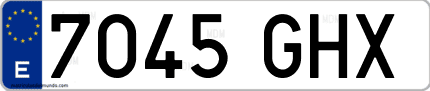 Ejemplo de matrícula de coche ordinaria 7045 GHX