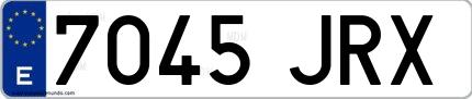 Ejemplo de matrícula española 7045 JRX