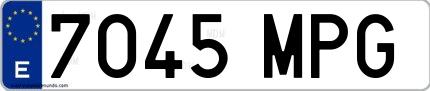 Ejemplo de matrícula española 7045 MPG