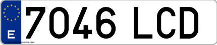 Ejemplo de matrícula de coche ordinaria 7046 LCD