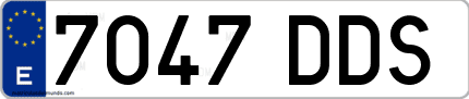 Ejemplo de matrícula de coche ordinaria 7047 DDS