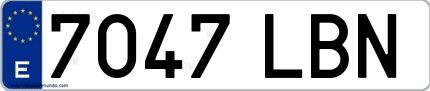 Ejemplo de matrícula española 7047 LBN