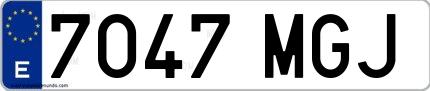Ejemplo de matrícula española 7047 MGJ