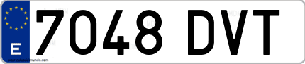 Ejemplo de matrícula de coche ordinaria 7048 DVT