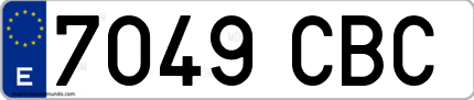 Ejemplo de matrícula de coche ordinaria 7049 CBC