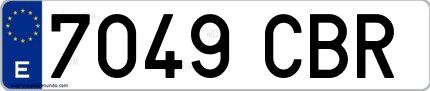 Ejemplo de matrícula española 7049 CBR
