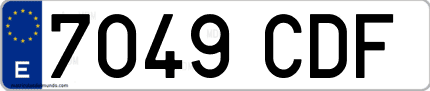 Ejemplo de matrícula de coche ordinaria 7049 CDF
