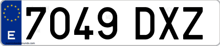 Ejemplo de matrícula de coche ordinaria 7049 DXZ