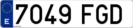 Ejemplo de matrícula española 7049 FGD