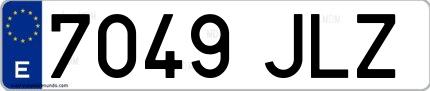 Ejemplo de matrícula española 7049 JLZ