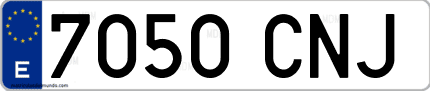 Ejemplo de matrícula de coche ordinaria 7050 CNJ