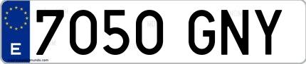 Ejemplo de matrícula española 7050 GNY